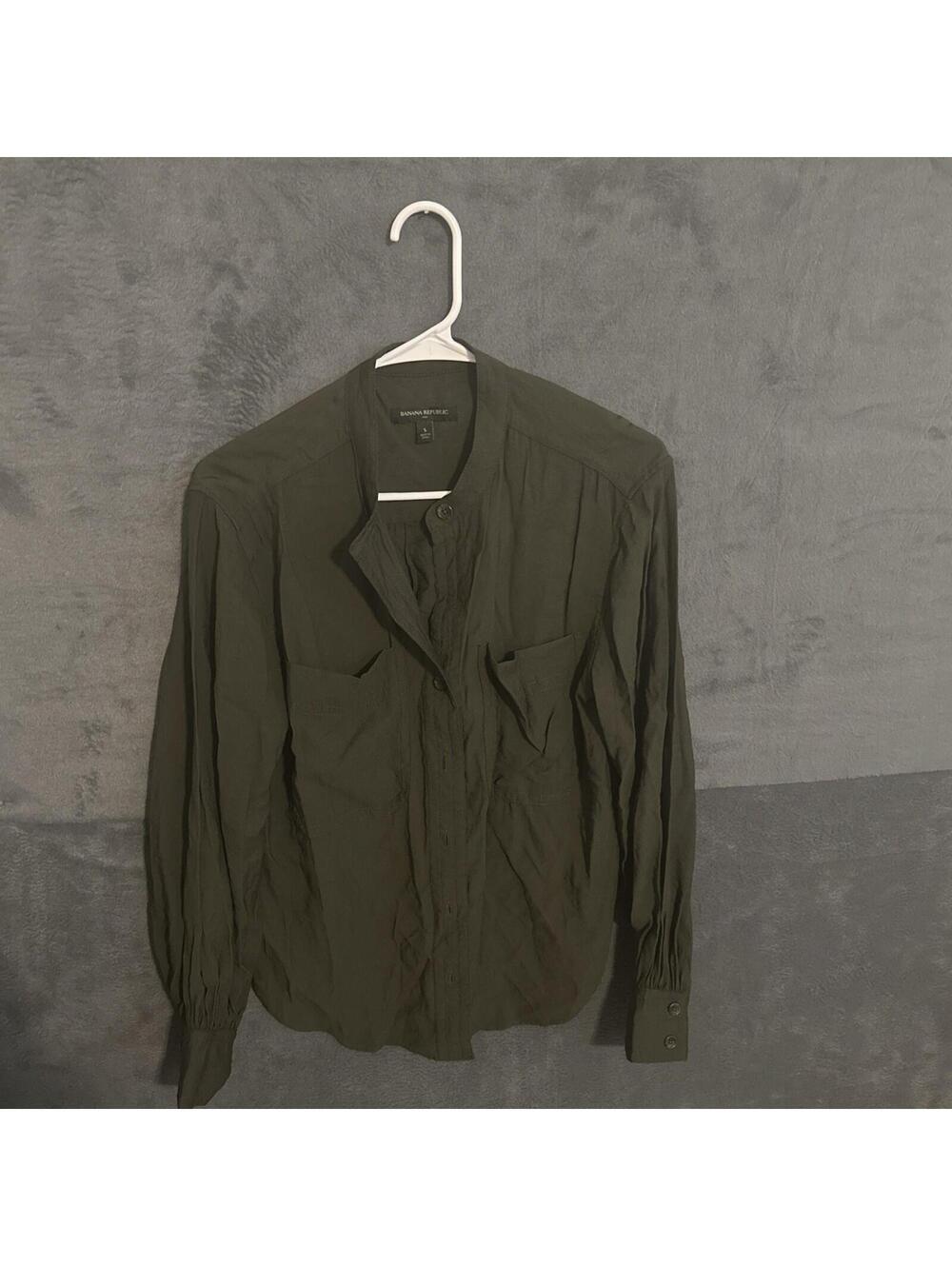Banana Republic Womens Long Sleeve Button Down Shirt Deep Green Size Small